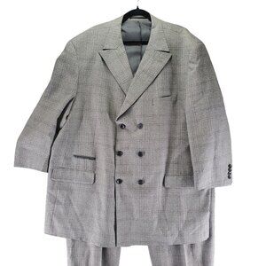 Royal Diamond Suit Mens 56R 50x26 Gray Plaid Wool Three Piece Set